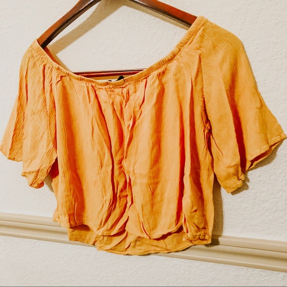 Mustard Off the Shoulder Crop Top - Picture 3 of 3